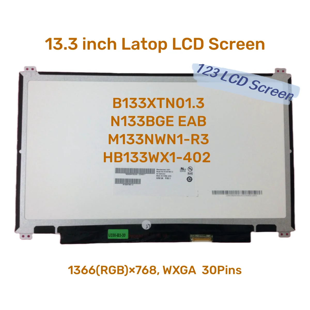 Ʈ LCD ȭ ÷, B133XTN01.3 N133BGE EAB M133NWN1-R3 HB133WX1-402, 30    , 13.3 ġ